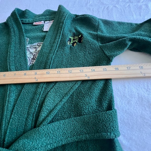 Simply‎ Basic Kids Bath Robe S 6/7 Green Tractor Embroidered Bedtime Lounging - Picture 7 of 10